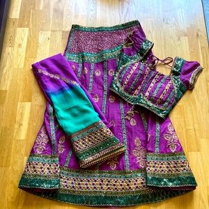 Gorgeous Purple and Green Lehenga
